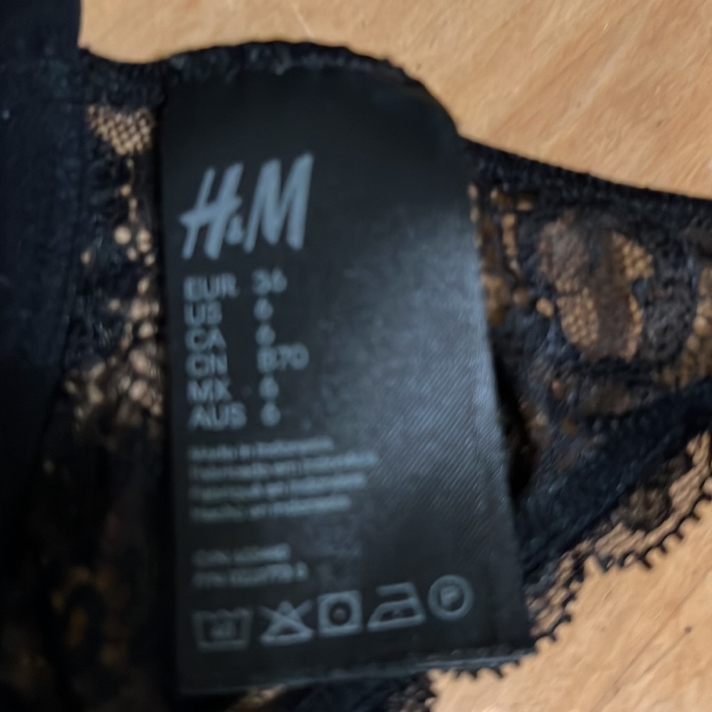 H&M Lace‎ Bra Bralette Black Y2K Coquette Festival Fairy - Picture 4 of 4